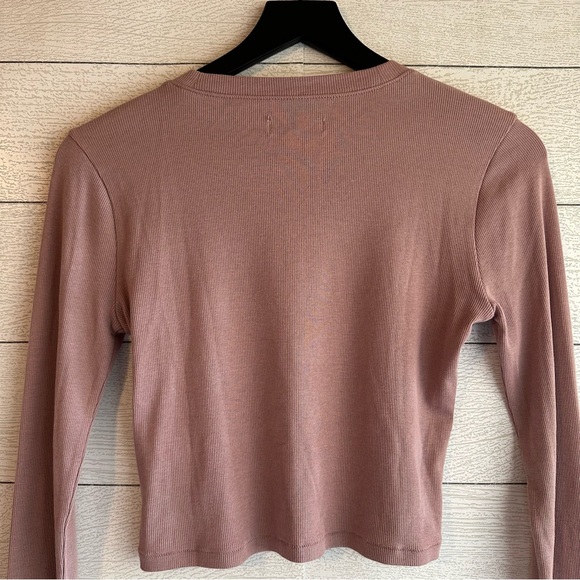 MADEWELL Fine Ribbed Supercrop Crewneck Long-Sleeve Tee Pale Thistle Size Small - Picture 10 of 11